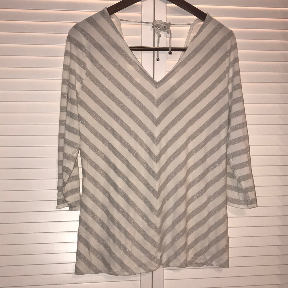 White House Black Market Double V-neck Top